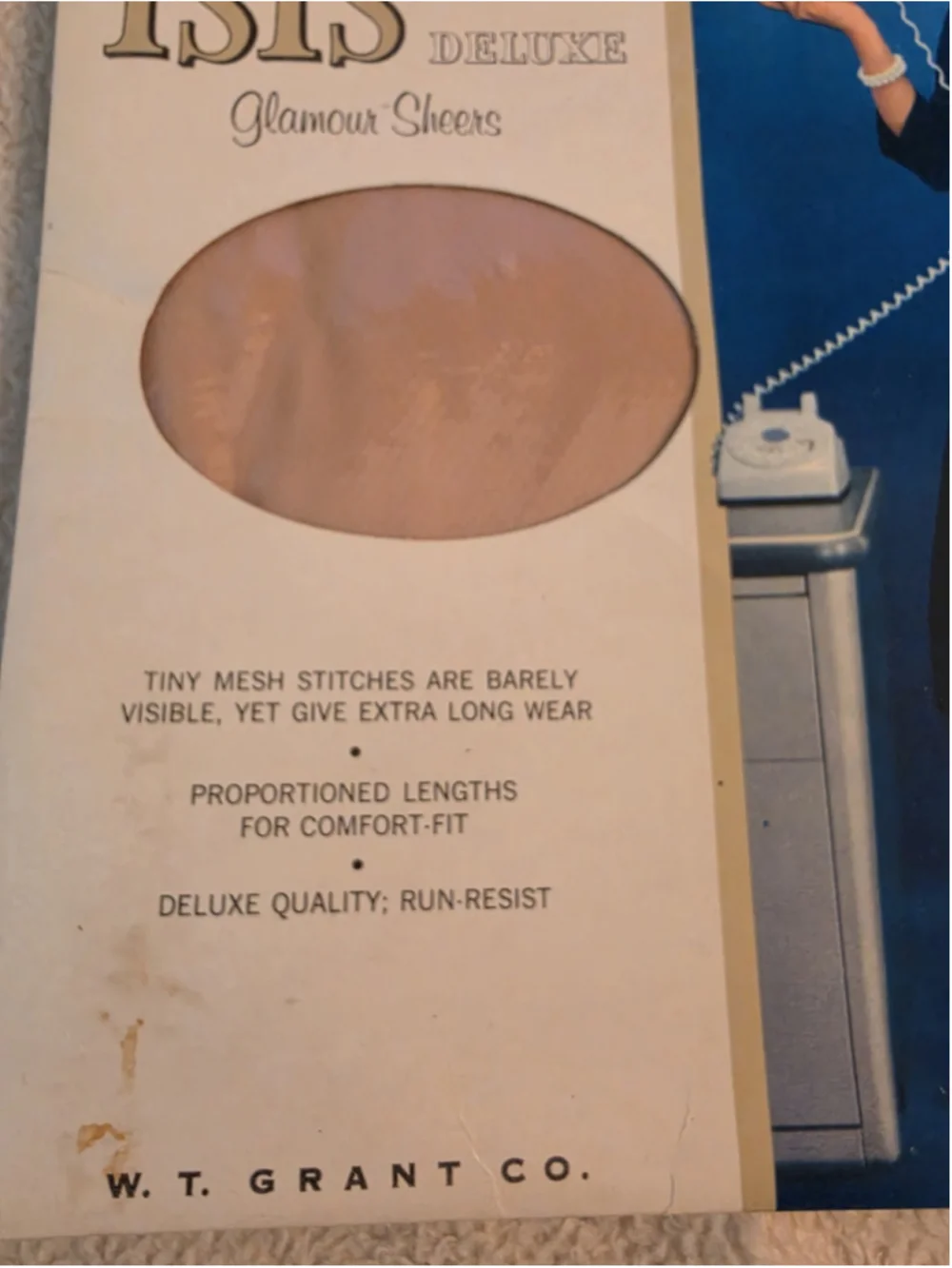 VTG 1960s Isis Deluxe Glamour Sheers Stockings WT Grant Co Sunny Beige 10 NOS